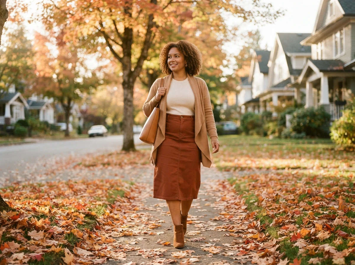 10 Plus Size Fall Skirt Outfits for Curvy Women