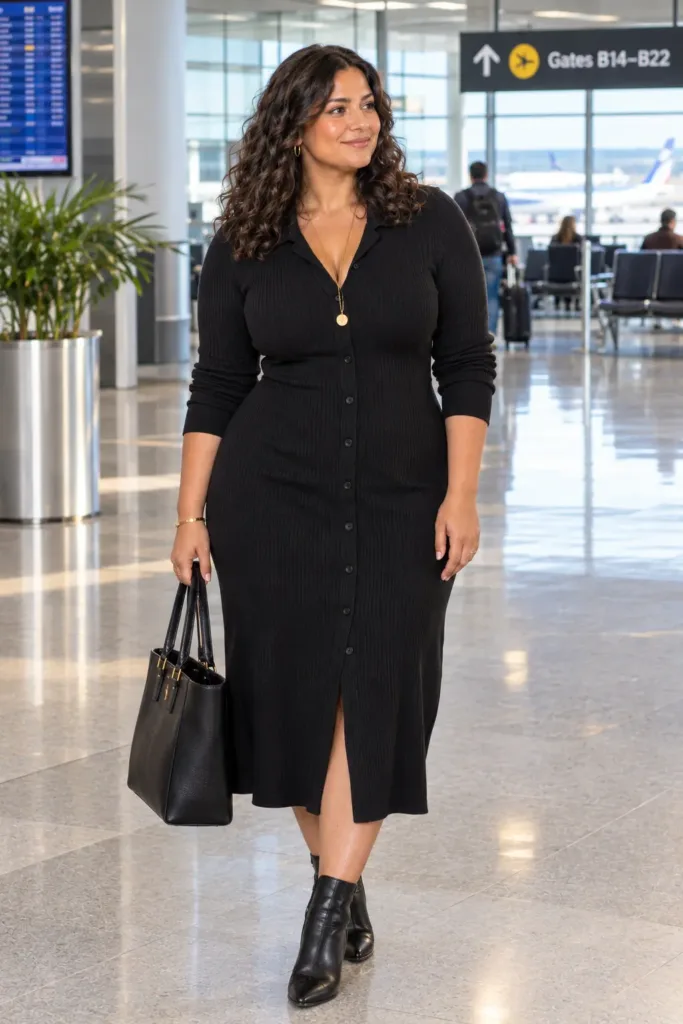 Travel friendly plus size cocktail dress outfit