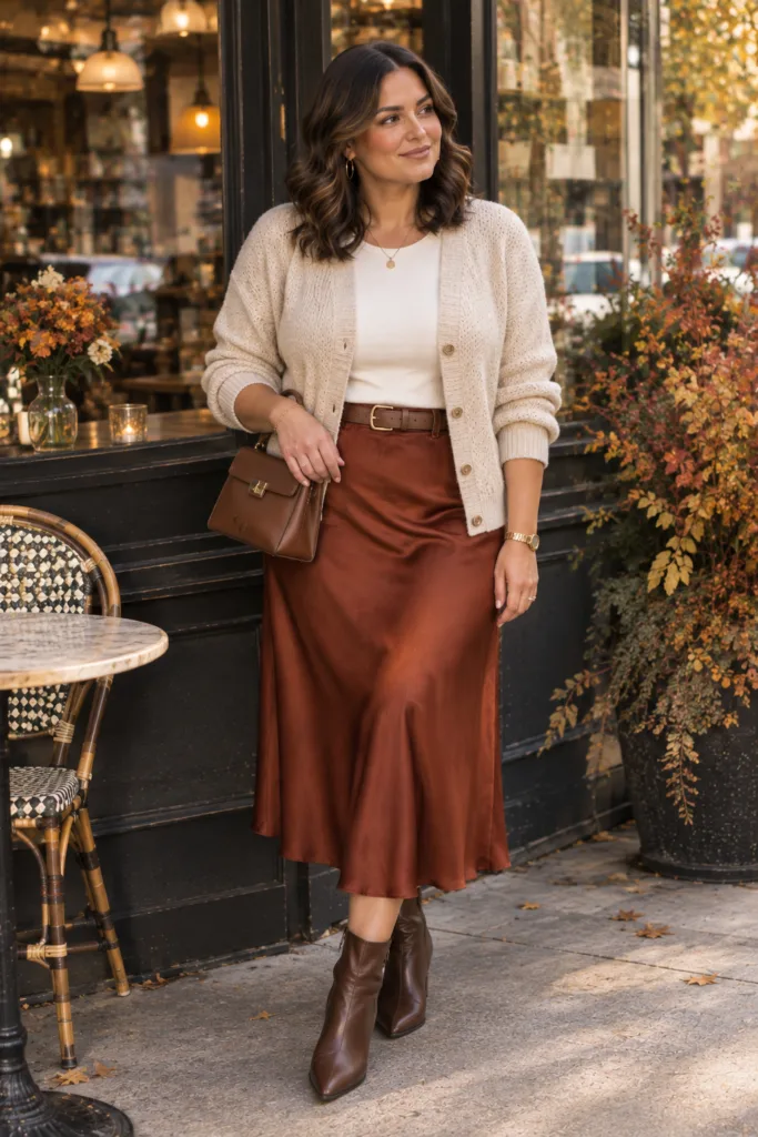 Belted Cardigan + Midi Skirt