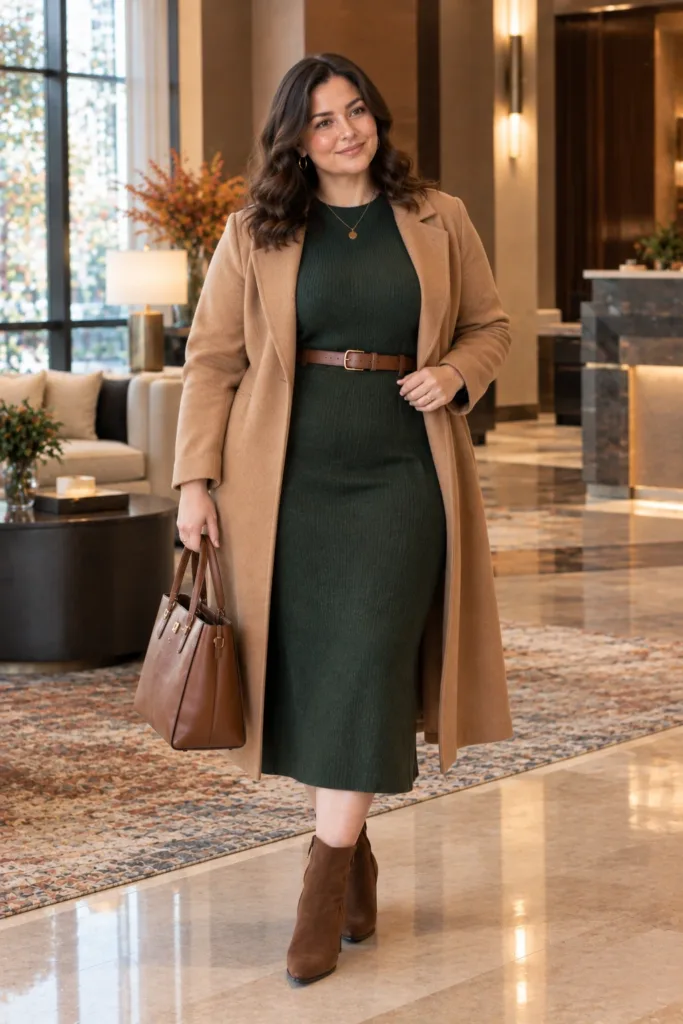Belted Knit Dress + Ankle Boots