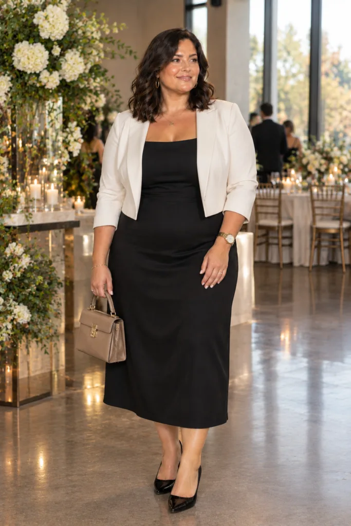 Black Dress With Cropped Blazer