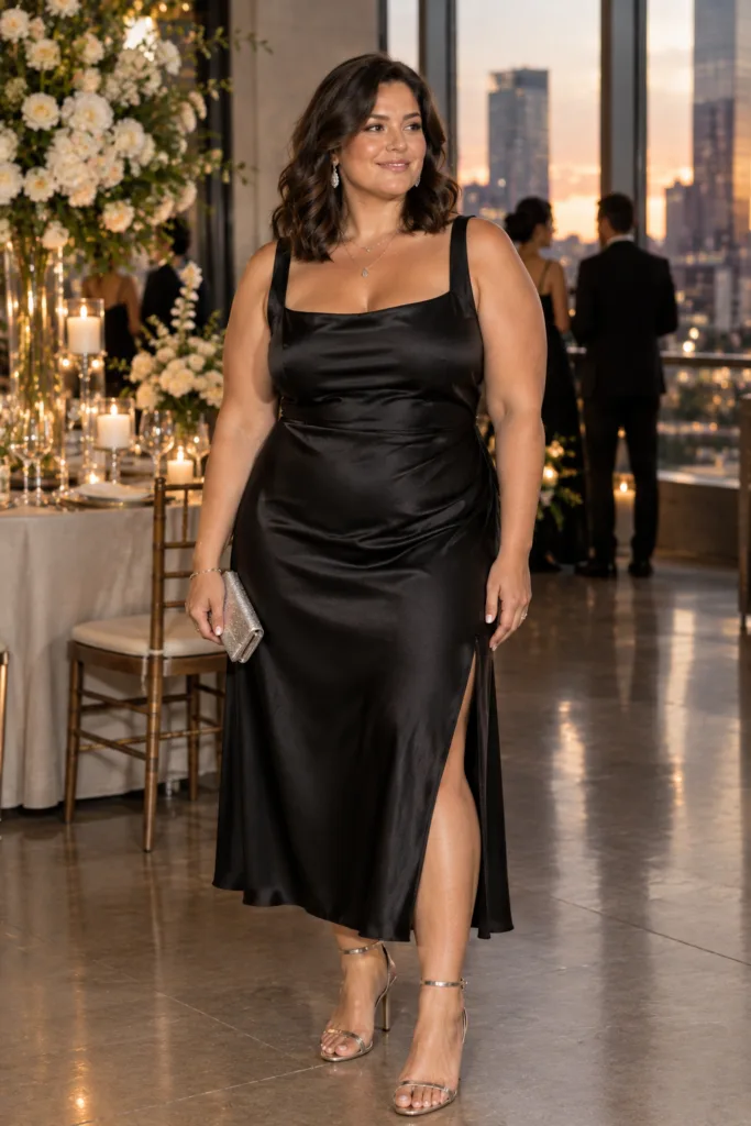 Black Satin Slip Dress