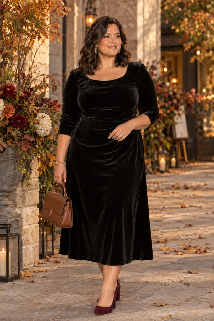 Black Velvet Fall Wedding Dress