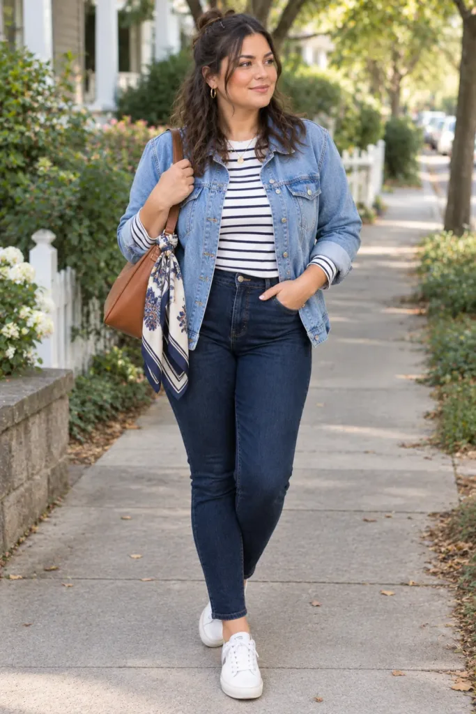 Budget friendly plus size denim on denim outfit idea