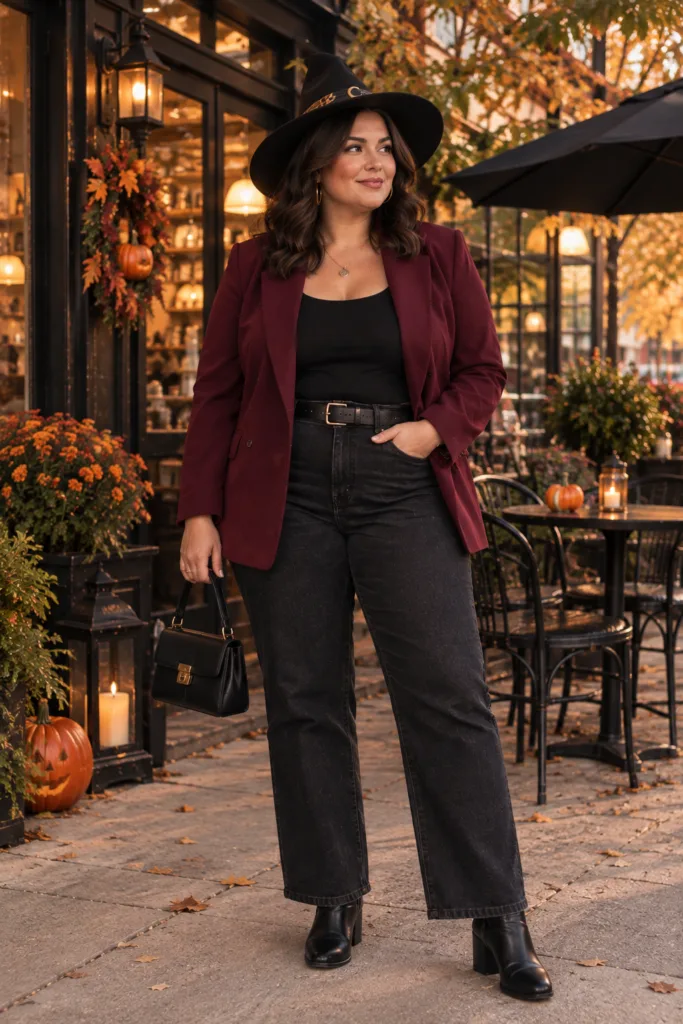 Burgundy Blazer Witchy Chic
