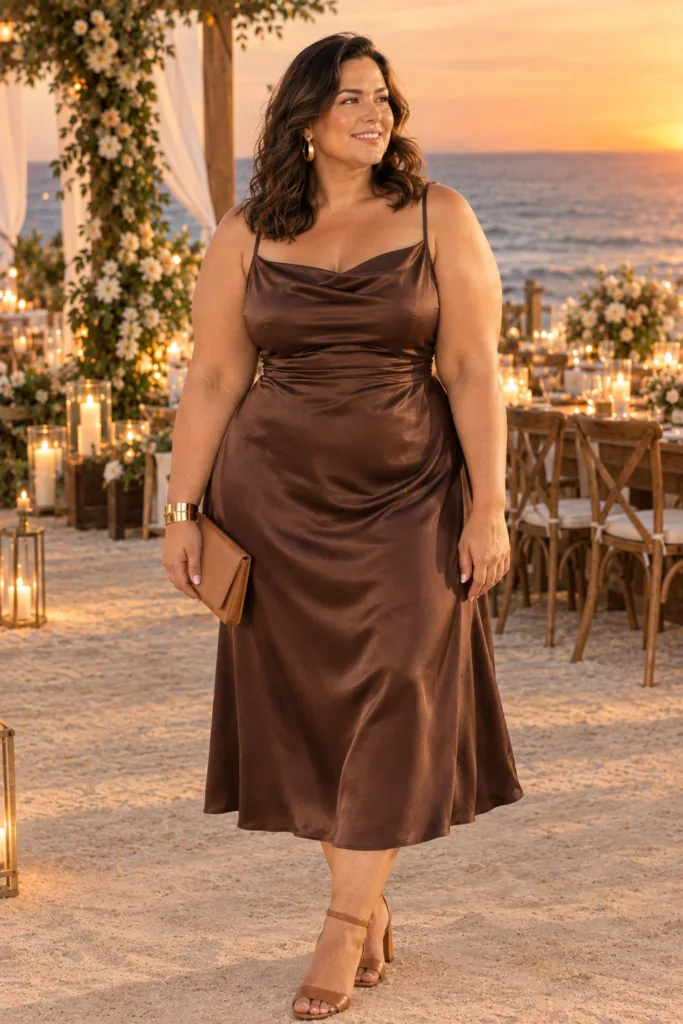 Chocolate Brown Dress + Gold Details
