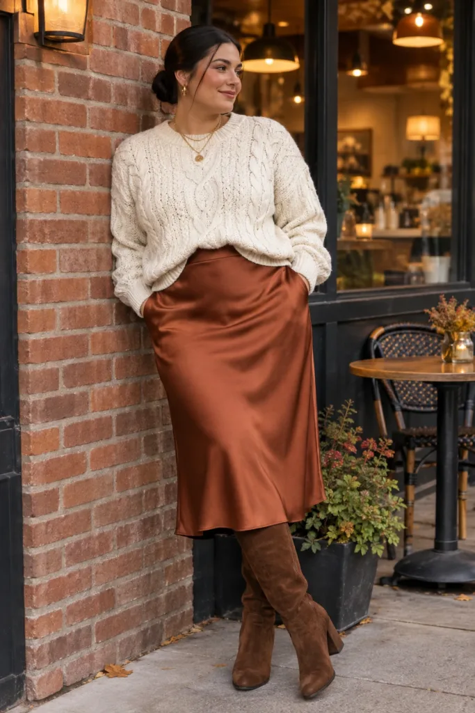 Cozy Chic Sweater and Slip Skirt Combo