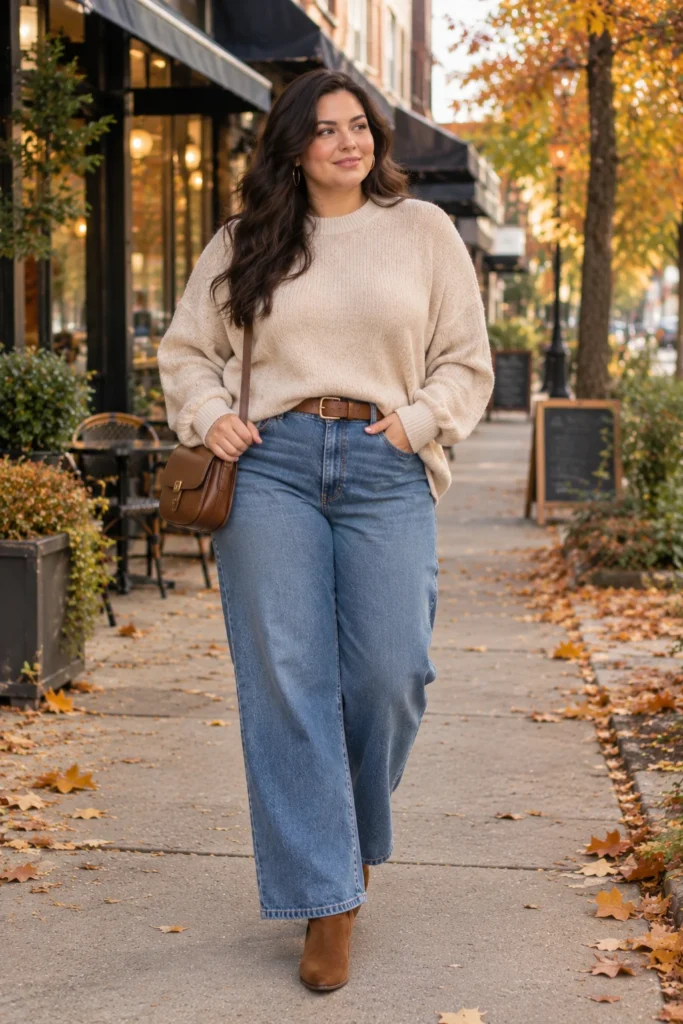 Cozy Sweater + Wide-Leg Jeans
