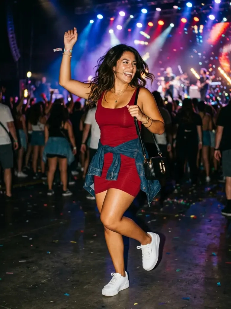 Plus size bodycon dress concert outfit built for dancing all night