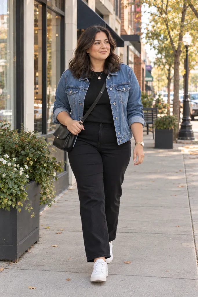 Denim Jacket + Black Pants