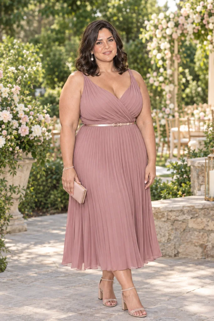 Dusty Rose Pleated Midi