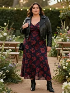Floral Maxi Dress + Leather Jacket