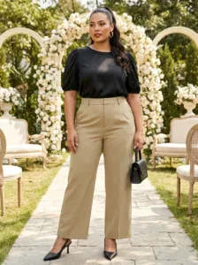 Khaki Trousers + Romantic Black Top