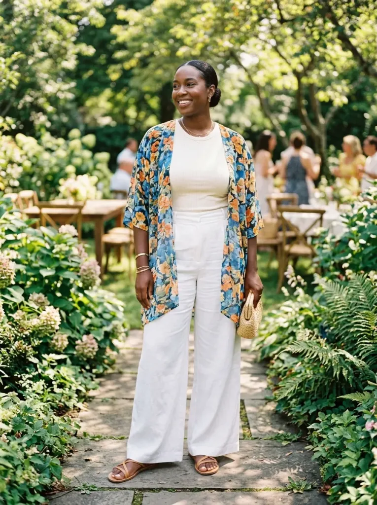 Plus size kimono cardigan outfit for sun coverage on spring days