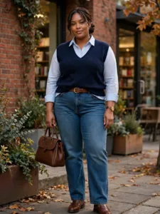 Modern Preppy Shirt + Straight Jeans