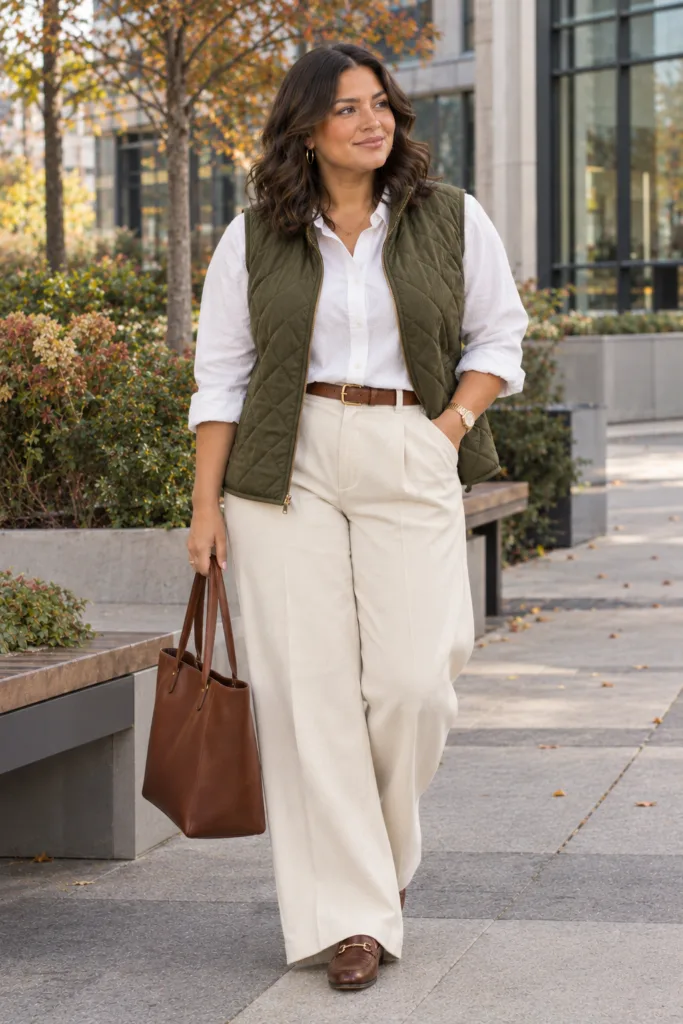 Modern Preppy Vest + Wide-Leg PantsModern Preppy Vest + Wide-Leg Pants