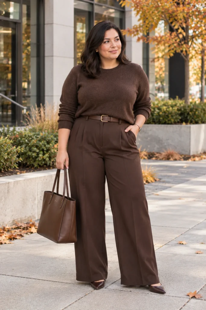 Monochrome Knit + Tailored Pants for a Streamlined Work Look