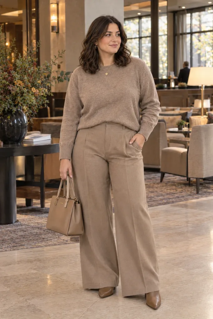 Monochrome Knit + Wide-Leg Pants