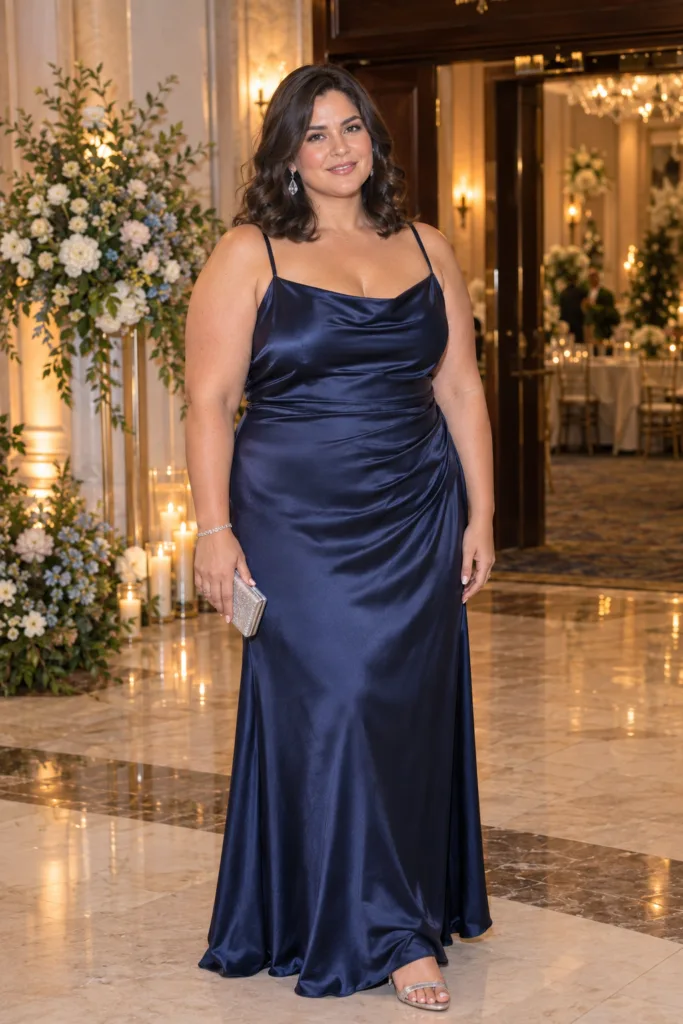 Navy Satin Maxi