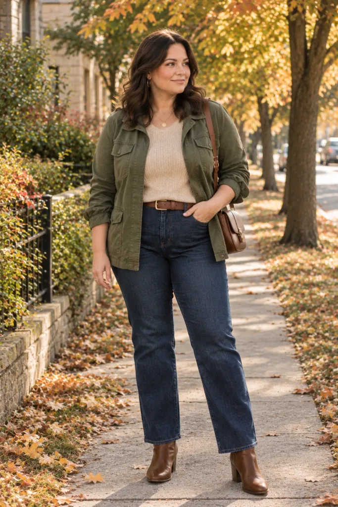 Olive Jacket + Dark Jeans