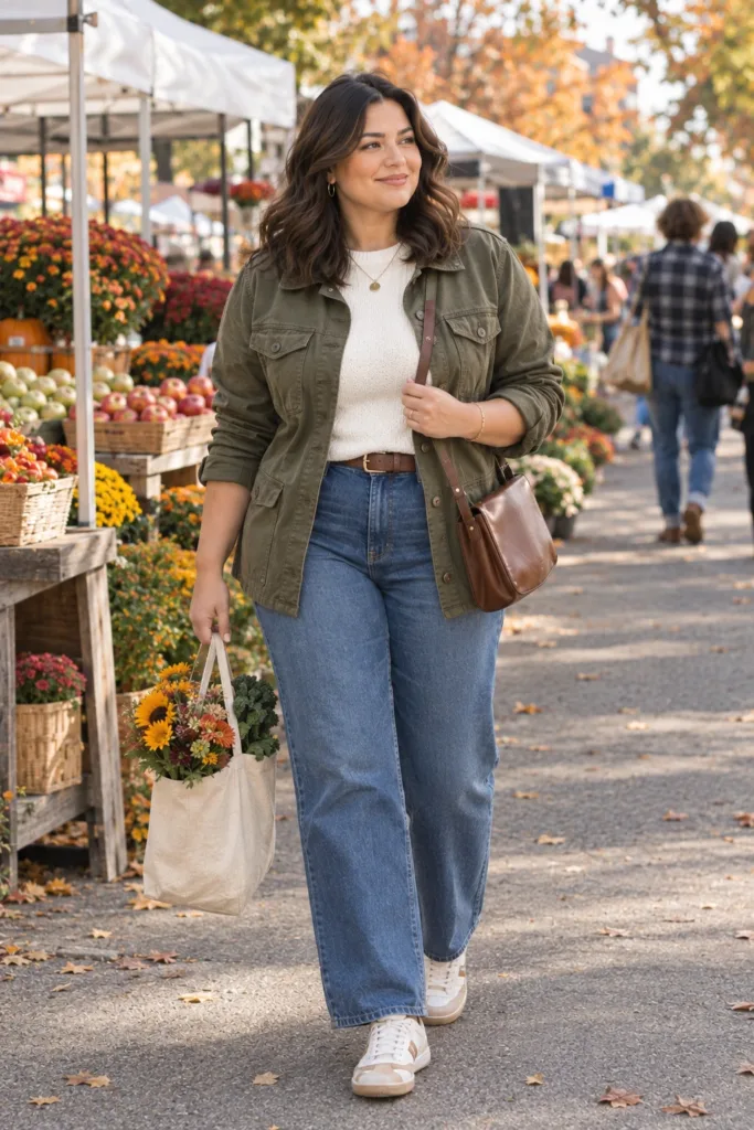 Olive Jacket + Straight Jeans
