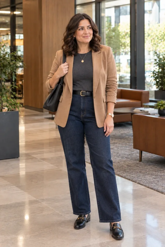 Relaxed Blazer + Dark Denim