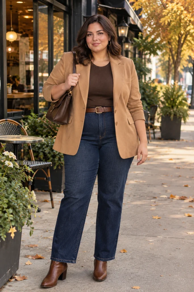 Relaxed Blazer + Straight-Leg Jeans