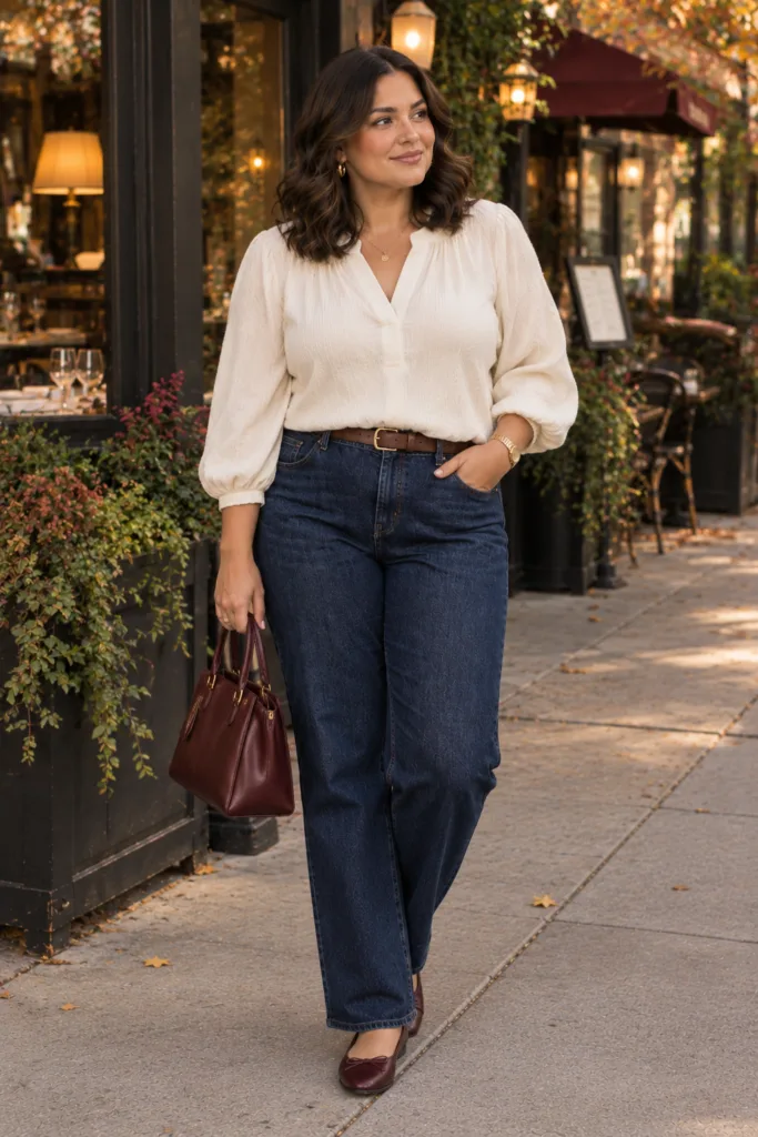 Romantic Blouse + Dark Denim
