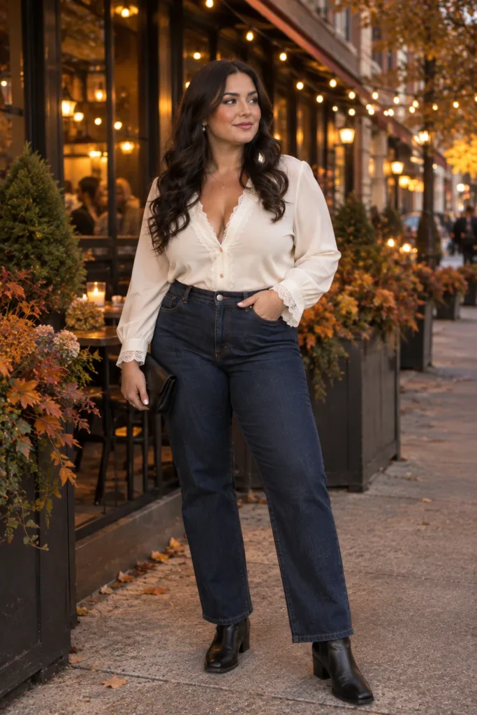 Romantic Detail Lace-Trim Top