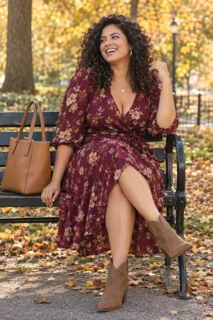 Romantic Wrap Dress and Boots