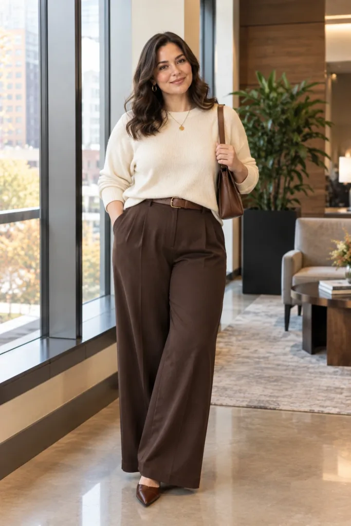 Soft Sweater + Wide-Leg Trousers