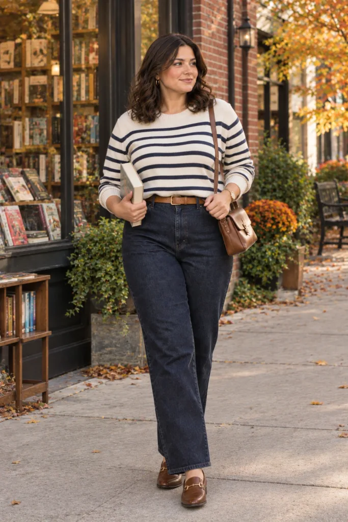 Striped Sweater + Dark Denim