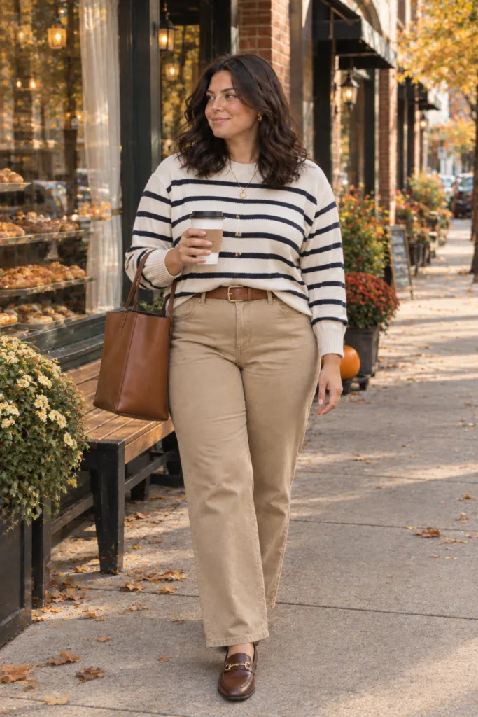 Striped Sweater + Khaki Pants