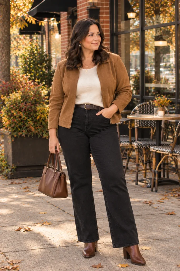 Suede Jacket + Black Jeans