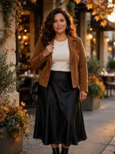 Suede Jacket + Midi Skirt
