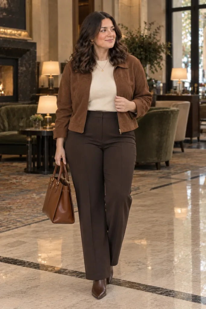 Suede Jacket + Tailored Pants