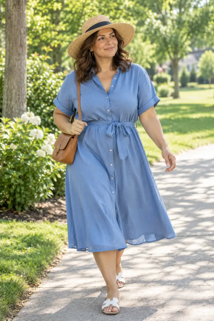 Curvy midsize summer sundress outfit all day comfort