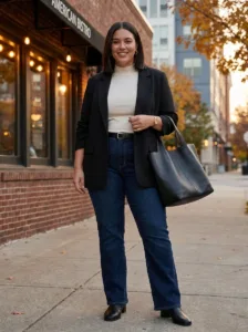 The 90s-Inspired Blazer & Bootcut Jeans Look