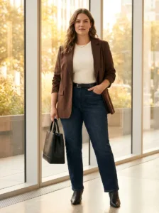 The Belted Blazer & Straight-Leg Jeans Look