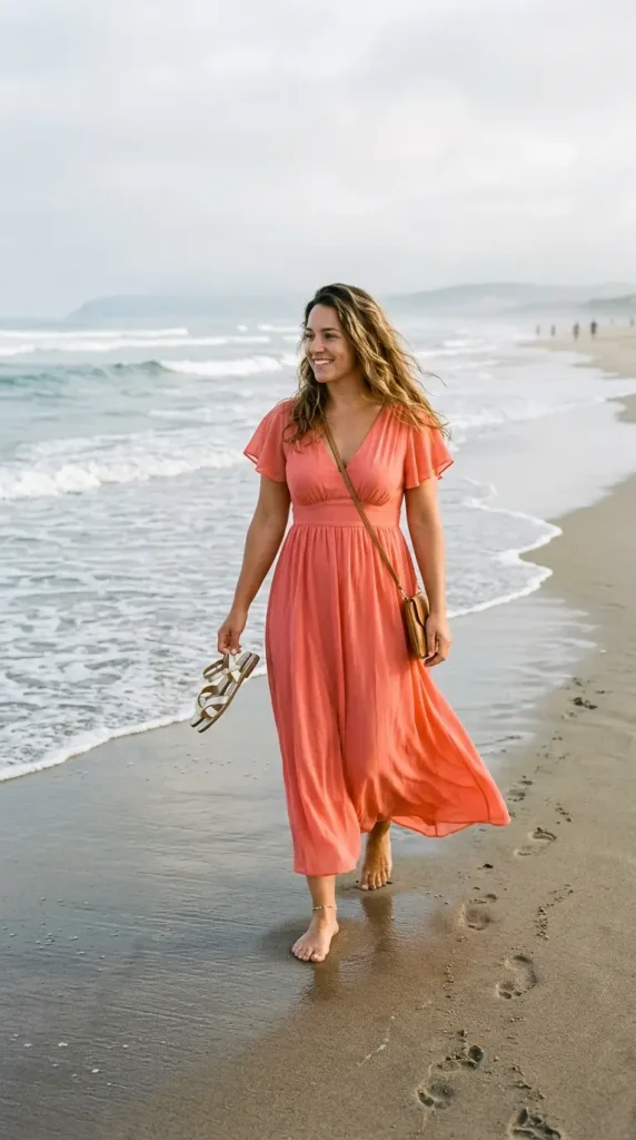 Comfortable plus size empire waist beach wedding guest dress