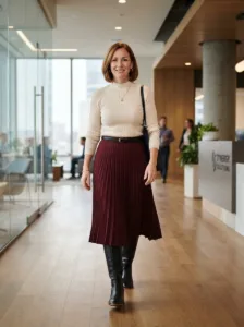 The Burgundy Pleated Skirt for Workday-to-Dinner Days
