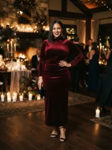 The Burgundy Velvet Column Dress