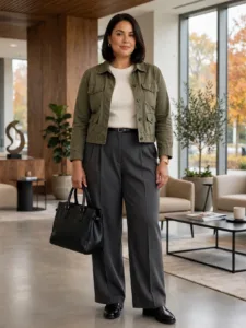 The Cropped Jacket & High-Rise Trousers Outfit