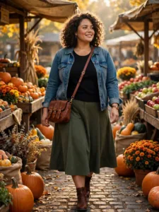 The Denim Jacket & Midi Skirt Outfit