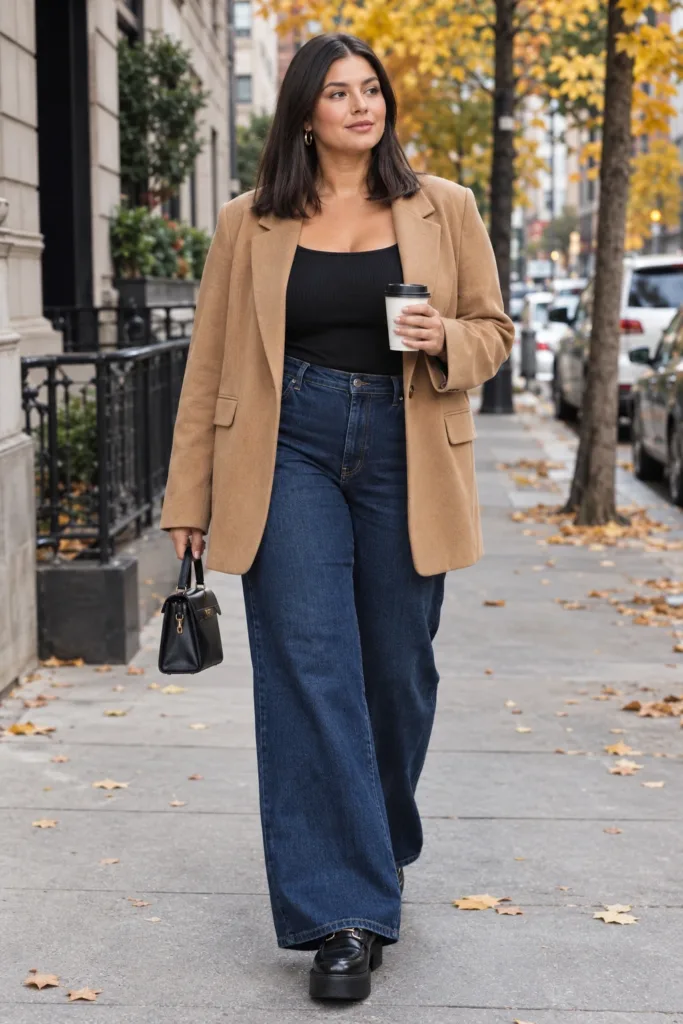 The Elevated Wide-Leg Denim and Blazer Look