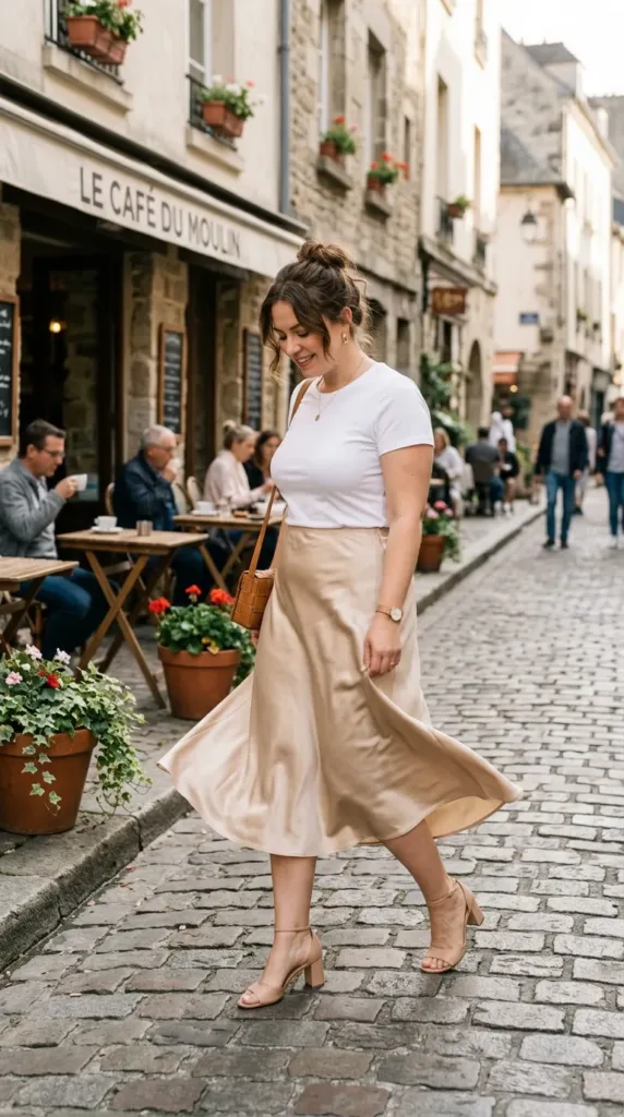 The Flowy Midi Skirt & Tee Combo