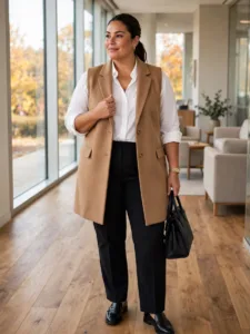 The Long Vest & Button-Up Layered Look