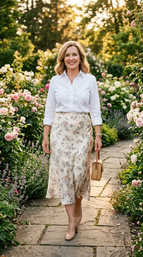 The Midi Skirt & Crisp White Shirt