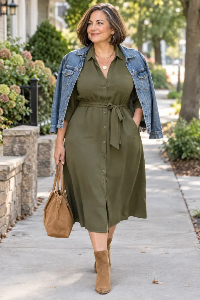 One piece everyday dress outfit for women over 50