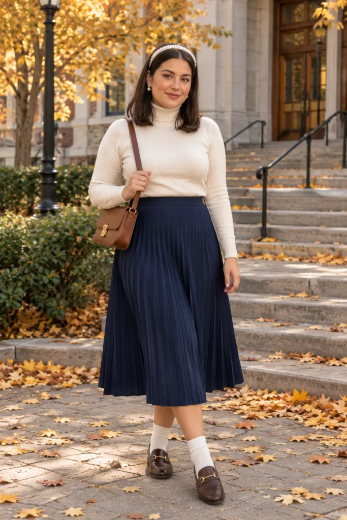 The Pleated Midi and Turtleneck Combo
